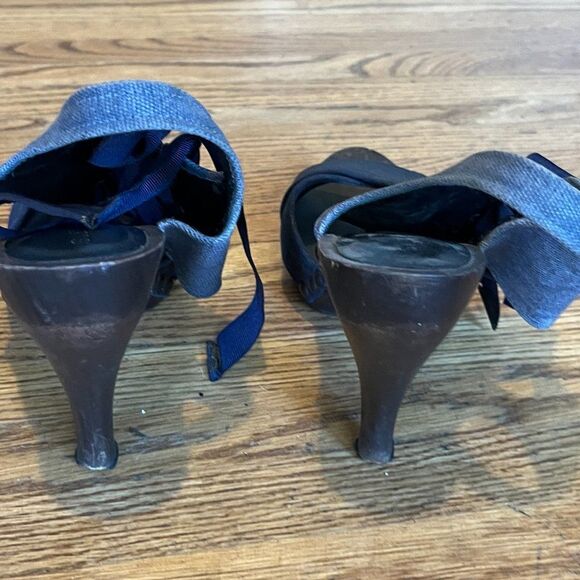 Stella McCartney Blue Denim Lace Up High Heels Sandals Women's Sz EU 41 US 10.5 - Picture 6 of 8